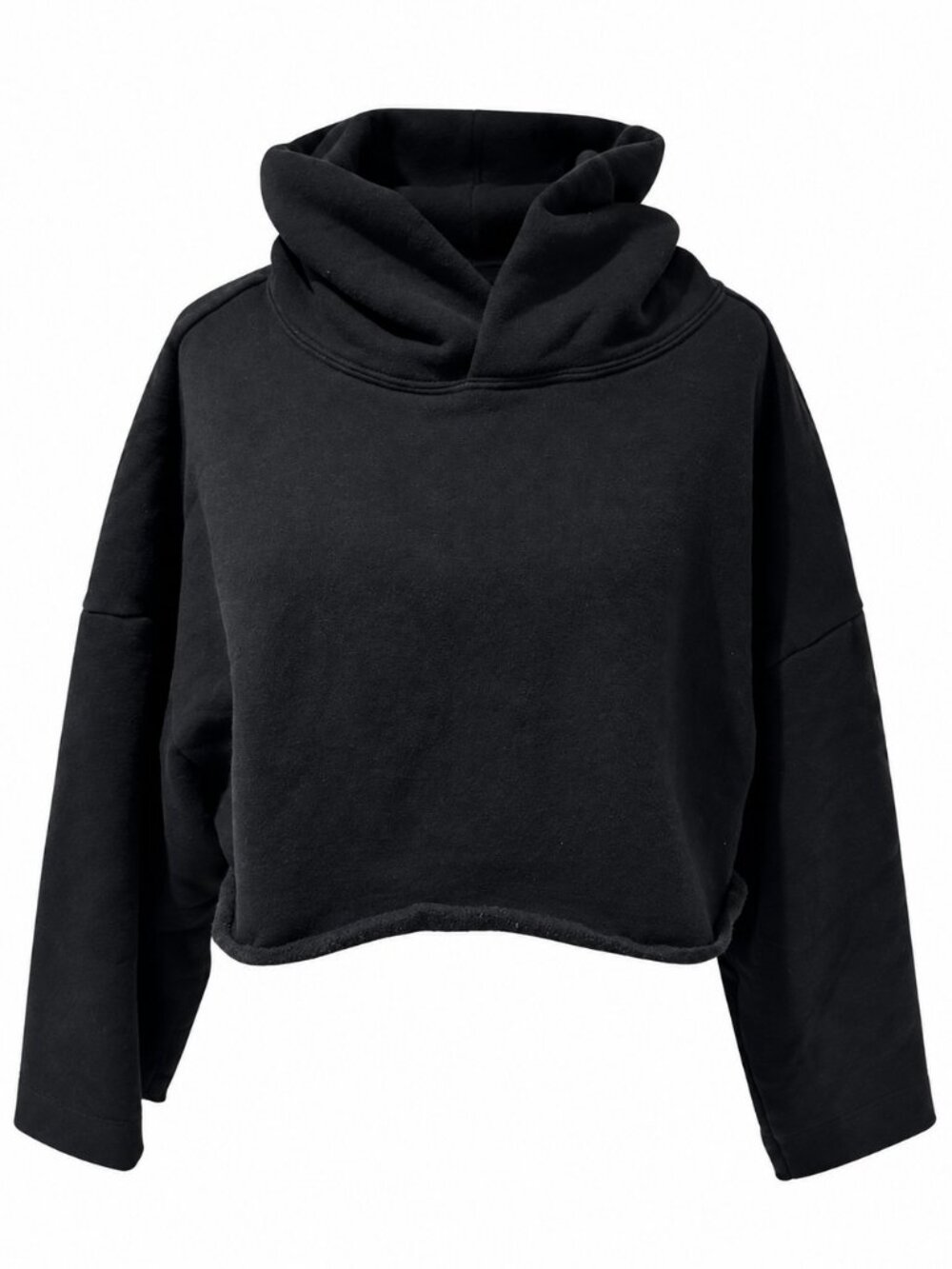 TKEES black cropped boxy hoodie sweatshirt - size 0/1 (xs/s)